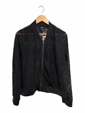 2/$30 Torrid Crochet Deep Black Bomber Jacket NWT